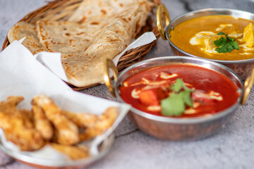 Indian food Thali combinations Indian-style meal with chicken