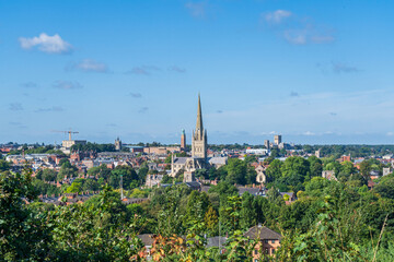 View of Norwich Cathedral and skyline of Norwich in Landscape orientation