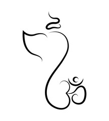  Lord Ganesh line art - Ganesh Face art - Ganesh Chaturthi - Ganapati Festival. isolated on white background.eps10