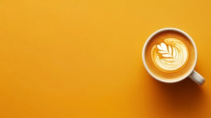 A high-quality stock image of a gourmet coffee cup with latte art on the right side, leaving space on the left for text. Ideal for coffee shop menus, culinary blogs, and beverage promotions.