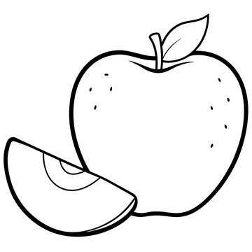 recommend clip art: Perfect juicy apples  with slice line art vector illustration