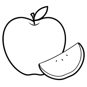 recommend clip art: Perfect juicy apples  with slice line art vector illustration