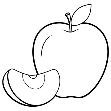 recommend clip art: Perfect juicy apples  with slice line art vector illustration 