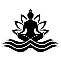Obraz premium Yoga logo with lotus vector illustration. 