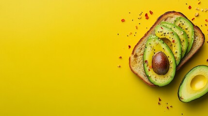A high-quality stock image of a gourmet avocado toast on the right side, leaving space on the left for text. Perfect for showcasing healthy recipes, brunch menus, and food blogs.