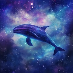 Fototapeta premium Cosmic whale swimming in the galaxy