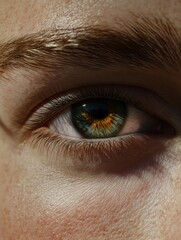 Close-up of an eye with green-hazel iris