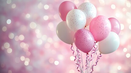 Colorful Birthday Background with Balloons and Ribbons for Celebration Generative AI