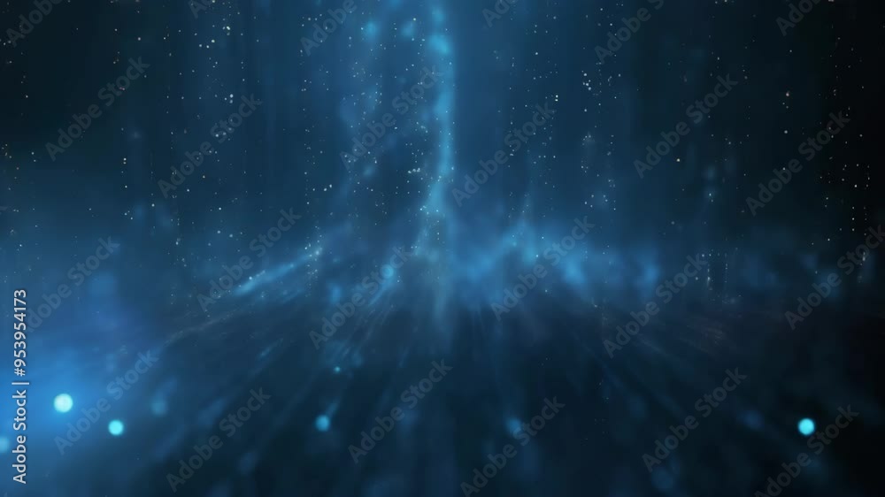Aufkleber abstract blue digital environment with particles and light beams. futuristic concept of virtual spac