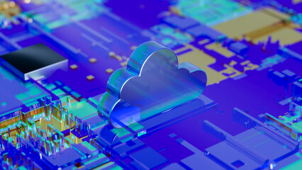 Cloud Computing Digital Information Data Center Technology. Computer Information Storage. Cybersecurity 3d rendering