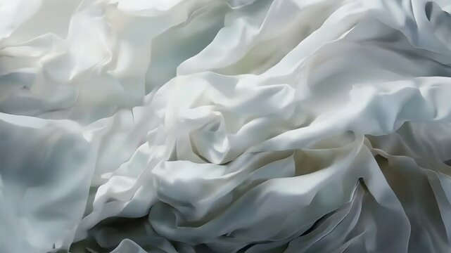 Video recreation of a white soft texture of cotton silk cloth waving