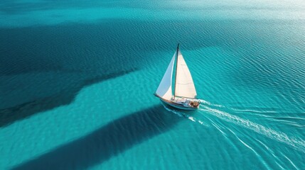 Sailboat Cruising Through Turquoise Waters