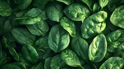 Spinach leaves, captured to showcase their rich green color and freshness