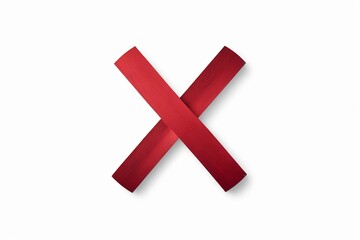 Obraz premium arafed red ribbon with a cross on it on a white surface 