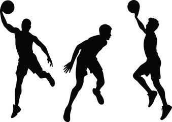basketball players silhouette vector illustration