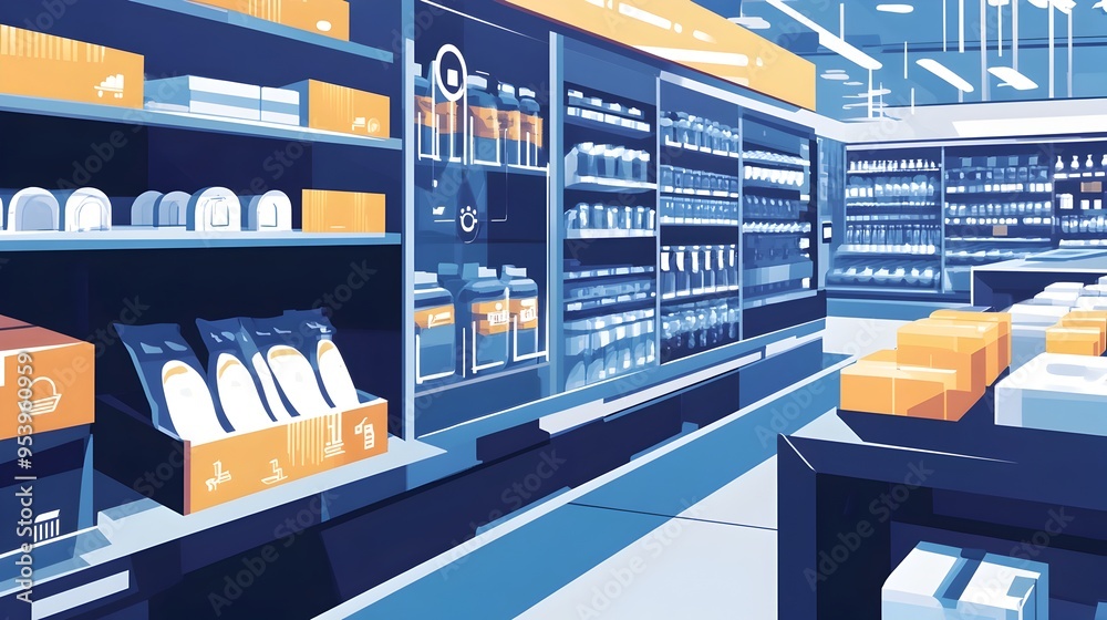 Poster innovative iot integrated shelves that monitor product freshness and dates enabling efficient invent