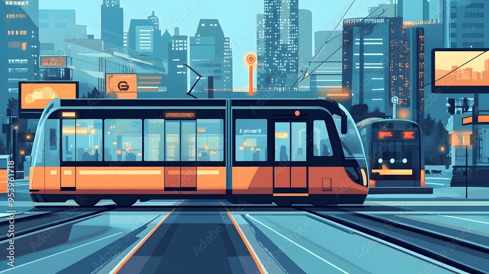Poster futuristic of an iot based public transportation system with dynamic scheduling and optimization cap