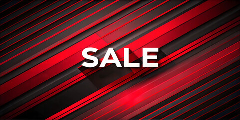 Black Friday sale banner with red and black geometric stripes