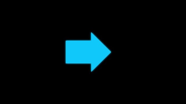 Animated blue squirrel arrow on a black background. Moving arrows to the side. Animation.