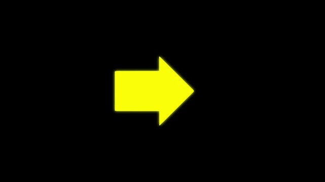 Animated Yellow squirrel arrow on a black background. Moving arrows to the side. Animation.	
