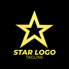 Gold Star Logo Vector in elegant Style with Black Background