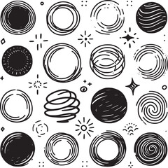 Abstract element shape set. Drawing silhouette abstract sticker art element design