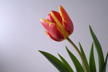 Fototapeta premium there is a red and yellow tulip in a vase 