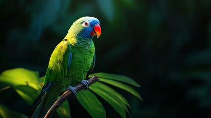Fototapeta premium A vibrant Blue-naped Parrot Tanygnathus lucionensis with striking colorful feathers