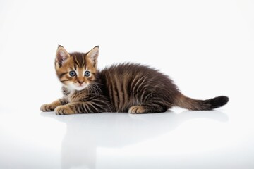 Obraz premium there is a small kitten that is sitting on a white surface 