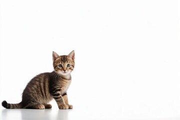 Obraz premium there is a small kitten sitting on a white surface 