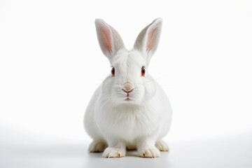 Fototapeta premium there is a white rabbit sitting on a white surface 