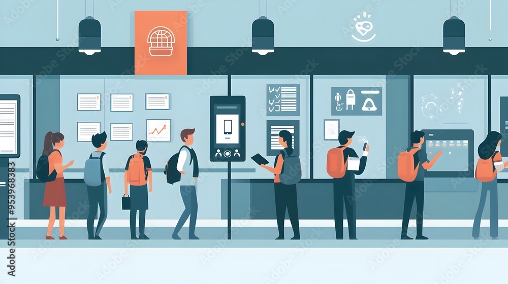 Poster graphic depicting iot powered attendance tracking and management systems designed for efficient secu