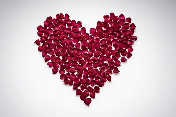 a close up of a heart made of rose petals on a white background                       