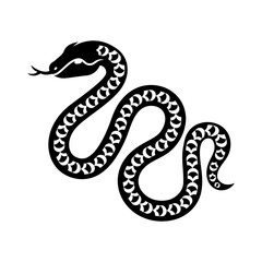 Traditional Chinese Snake black silhouette icon isolated on white background. Vector illustration. Astrology China lunar calendar animal for 2025 Happy New year. Asian style tattoo template