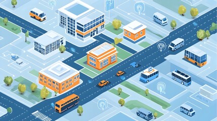Obraz premium Detailed Graphic Showcasing the of IoT Technology in Transportation Systems for Educational Institutions Promoting Efficiency Sustainability and Innovation