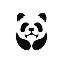 Baby panda face logo template. Baby panda face icon. Asian bear. Panda head isolated on white background