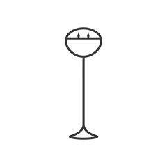 Black and White Line Drawing of a Floor Lamp with Three Flames