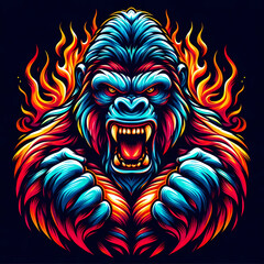 Alpha Gorilla face vector vibrant color 