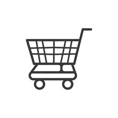 Black and White Line Art Illustration of a Shopping Cart