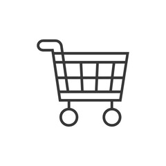 Black and white line art illustration of a shopping cart
