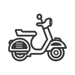 Black and White Line Art Illustration of a Scooter