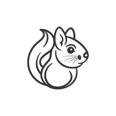 Naklejka premium Black and White Line Art Illustration of a Squirrel