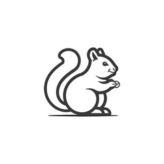 Black and white line art illustration of a squirrel holding a nut