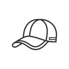 Black and White Line Drawing of a Baseball Cap