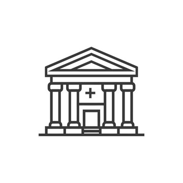 recommend clip art: Black and White Line Drawing of a Building with a Cross Above the Entrance