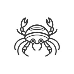 Black and White Line Drawing of a Crab Facing Forward