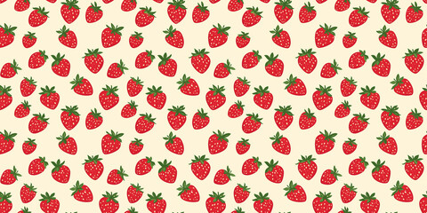 Strawberry pattern with sweet, fruity-themed designs. Background seamless pattern.