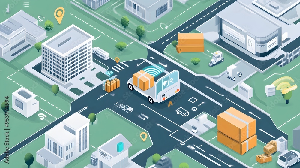 Poster secure and automated iot based parcel delivery system illustrated with a graphic the image depicts a