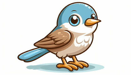 Cartoon style bird against white background 