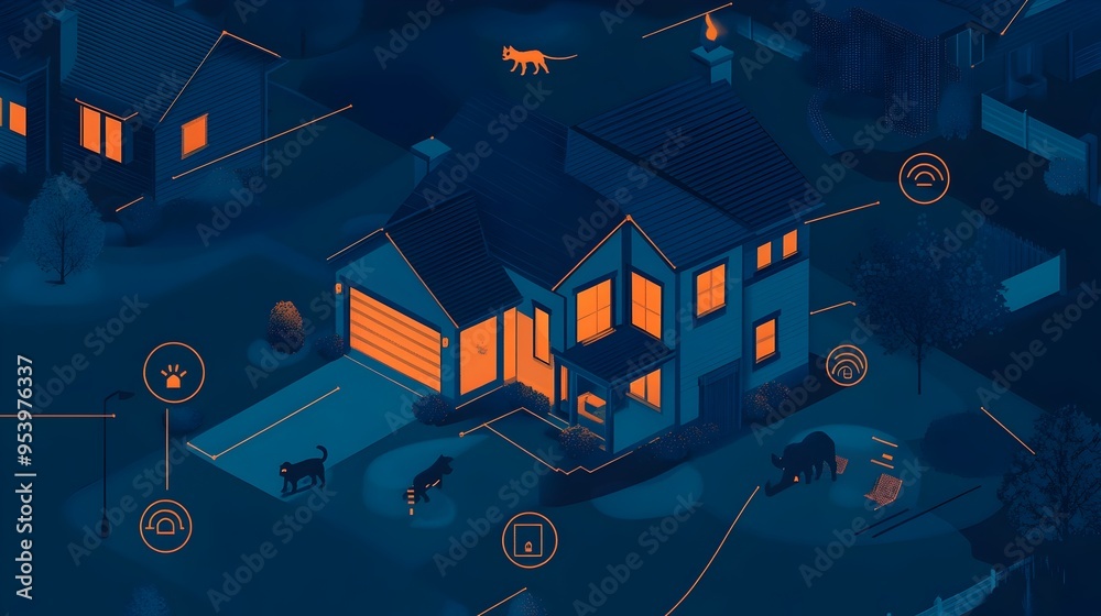 Poster intelligent smart home iot systems for secure pet monitoring and automation graphic of connected dev